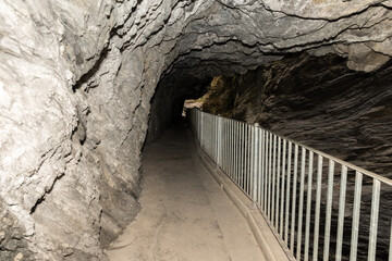Walkway through the rocks at the Viamala canyon in Grison in Switzerland
