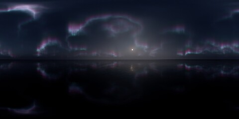 HDRI - Ice terrain with Aurora Borealis on the sky 21 - Panorama