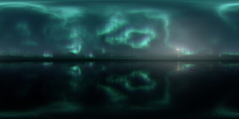 HDRI - Ice terrain with Aurora Borealis on the sky 30 - Panorama