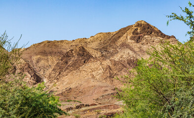 Shot of a mountainous area in the bright afternoon. Nature