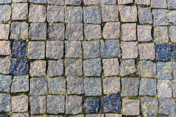 texture of a paved footpath by square stone