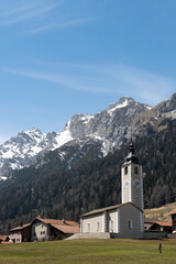 Fototapeta na wymiar Catholic church in Sufers in Switzerland