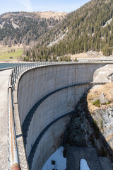Dam at the lake Sufers in Grison in Switzerland