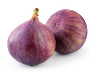Fresh fig isolated. Two whole figs on white background. With clipping path.