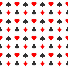 Poker cards suits, hearts, clubs, spades and diamonds.