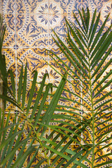 Traditional Madeira wall tiles with palm leaves