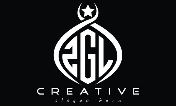 ZGL three letters monogram curved initial oval logo design, geometric minimalist modern business shape creative logo design