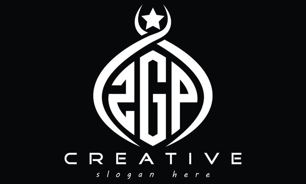 ZGP three letters monogram curved initial oval logo design, geometric minimalist modern business shape creative logo design