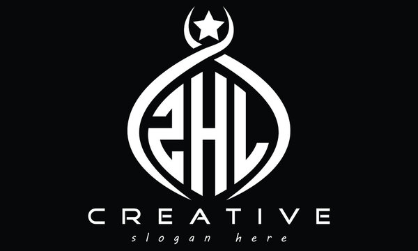 ZHL three letters monogram curved initial oval logo design, geometric minimalist modern business shape creative logo design
