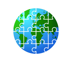 puzzle globe concept isolated white background.
