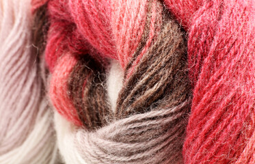 close-up colorful wool yarn balls