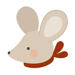 Mouse head vector icon with scarf