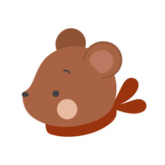 Teddy bear head vector icon with scarf