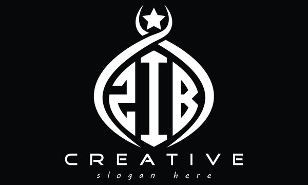 ZIB three letters monogram curved initial oval logo design, geometric minimalist modern business shape creative logo design