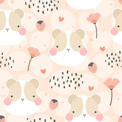 Hamster seamless pattern, vector illustration background