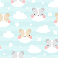 Hamster seamless pattern, vector illustration background