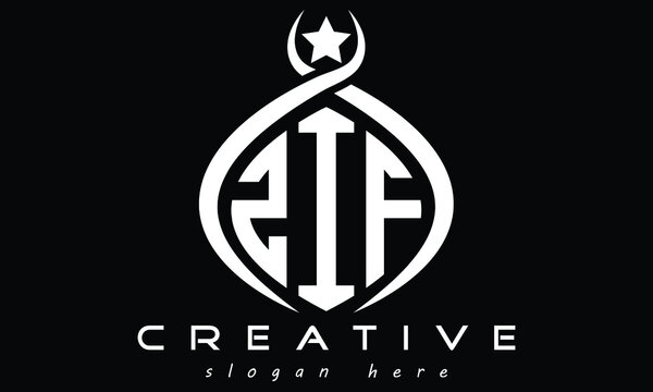 ZIF three letters monogram curved initial oval logo design, geometric minimalist modern business shape creative logo design