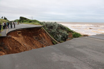 damage when M4 freeway was washed away in floods in Tongaat, Durban, KwaZulu Natal, South Africa, 21 May 2022