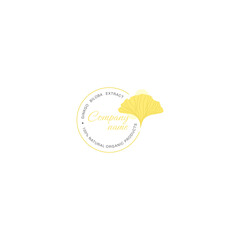 Vector of branding design. Golden Ginkgo biloba leave circle logo. Luxury floral and natural logo.	