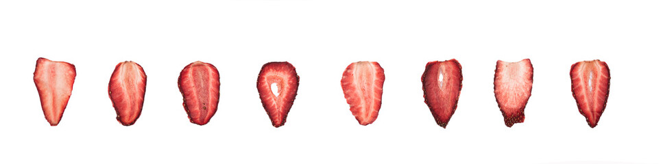Dried strawberry  slices on  the white background