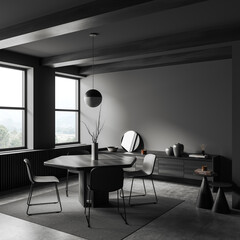 Fototapeta premium Corner view on dark empty living room interior