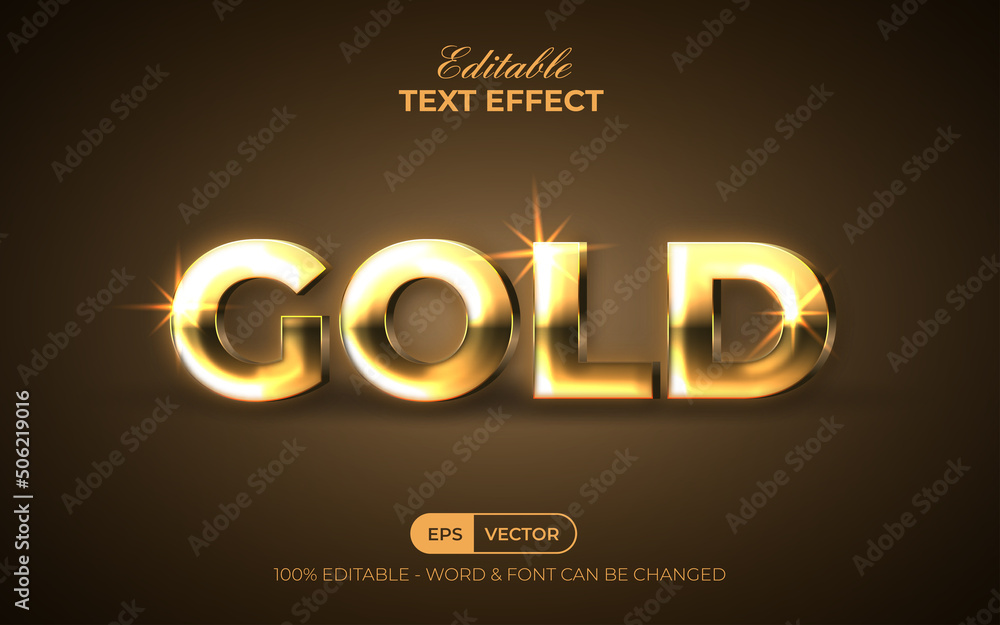 Poster 3d gold text effect realistic style. editable text effect