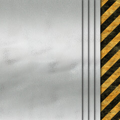 Metal plate texture with warnings sign