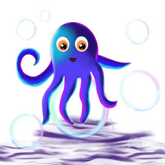octopus with bubbles