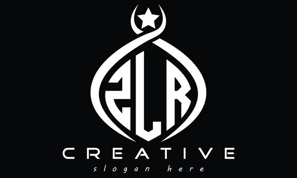 ZLR three letters monogram curved initial oval logo design, geometric minimalist modern business shape creative logo, vector template