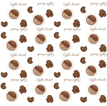 pattern for printing with the image of coffee and cookies
