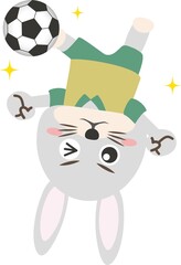 うさぎ　兎　卯年　動物　スポーツ　サッカー　ボール　オーバーヘッドキック