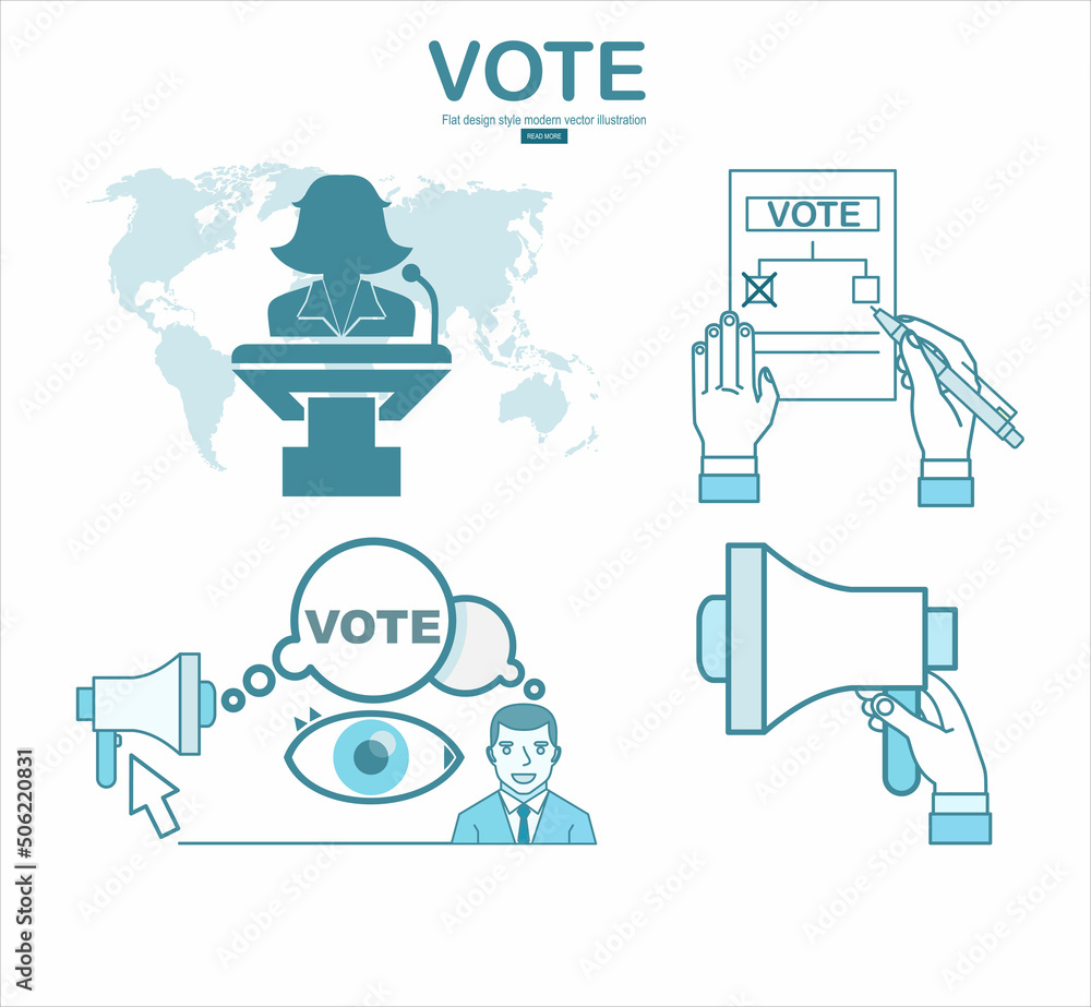 Poster voting concept in flat style.vector