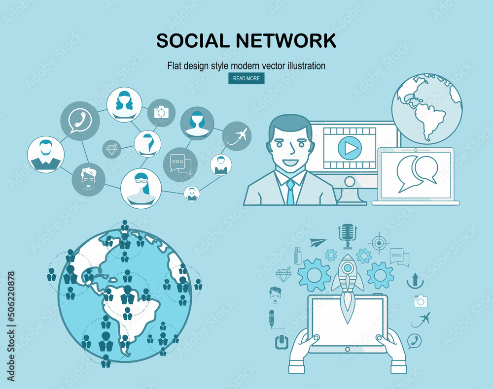 Poster global social network abstract scheme.