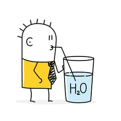 Stickman drinking water from a glass.