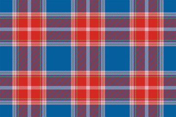 Plaid background, check seamless pattern in blue. Vector fabric texture for textile print, wrapping paper, gift card or wallpaper.