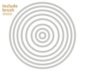 Rope seamless round frame brush template. Vector border decorative art design. © SolaruS