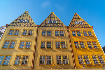 Beautiful windows, colorful houses on the old town of Gdansk