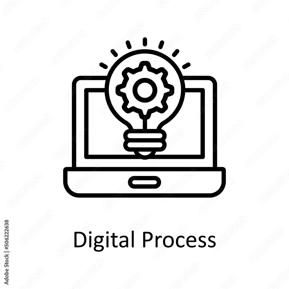 Poster digital process vector outline icon design illustration. graphic design symbol on white background e