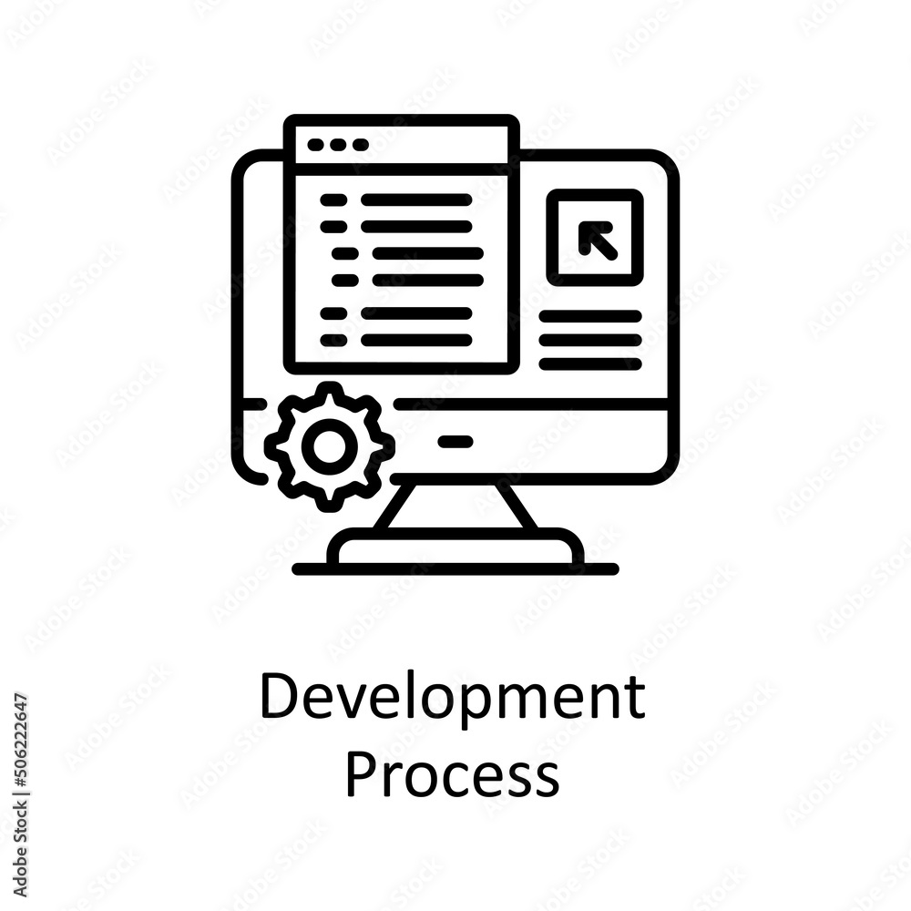 Poster development process vector outline icon design illustration. graphic design symbol on white backgrou