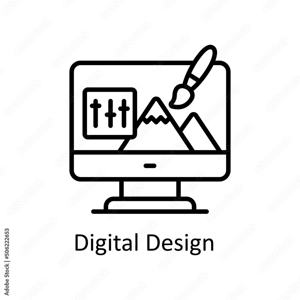 Poster digital design vector outline icon design illustration. graphic design symbol on white background ep