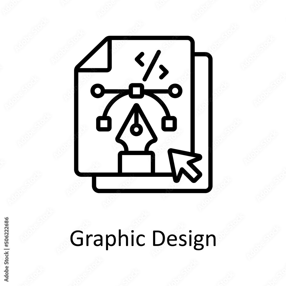 Poster graphic design vector outline icon design illustration. graphic design symbol on white background ep