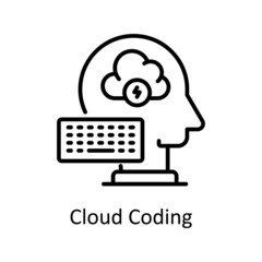 Cloud Coding vector outline Icon Design illustration. Graphic Design Symbol on White background EPS 10 File