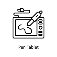 Pen Tablet vector outline Icon Design illustration. Graphic Design Symbol on White background EPS 10 File