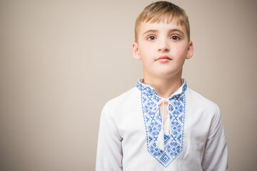 Ukrainian boy in an embroidered shirt
