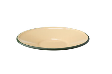 yellow enamel zine dish isolated on white