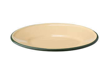 yellow enamel zine dish isolated on white