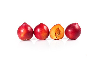 composite of fresh nectarines isolated on a white backgroundfresh nectarines isolated on a white background