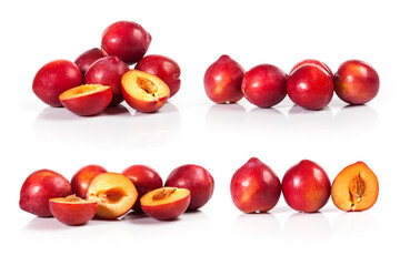 composite of fresh nectarines isolated on a white background