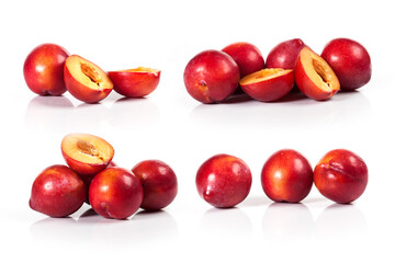 composite of fresh nectarines isolated on a white background