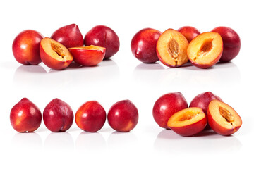 composite of fresh nectarines isolated on a white background
